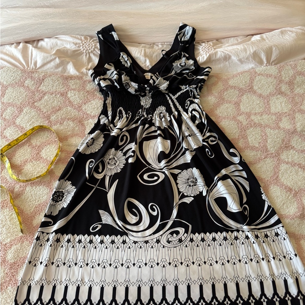 Enfocus Studio Black and White Floral Midi Dress